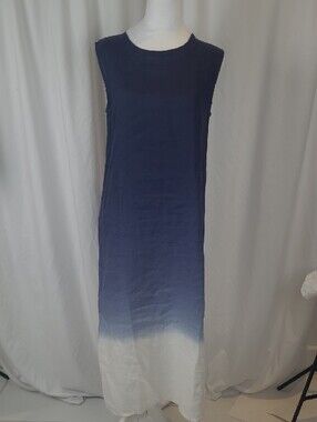 Paraphrase Linen Ombre Maxi Dress Blue White Sleeveless XS